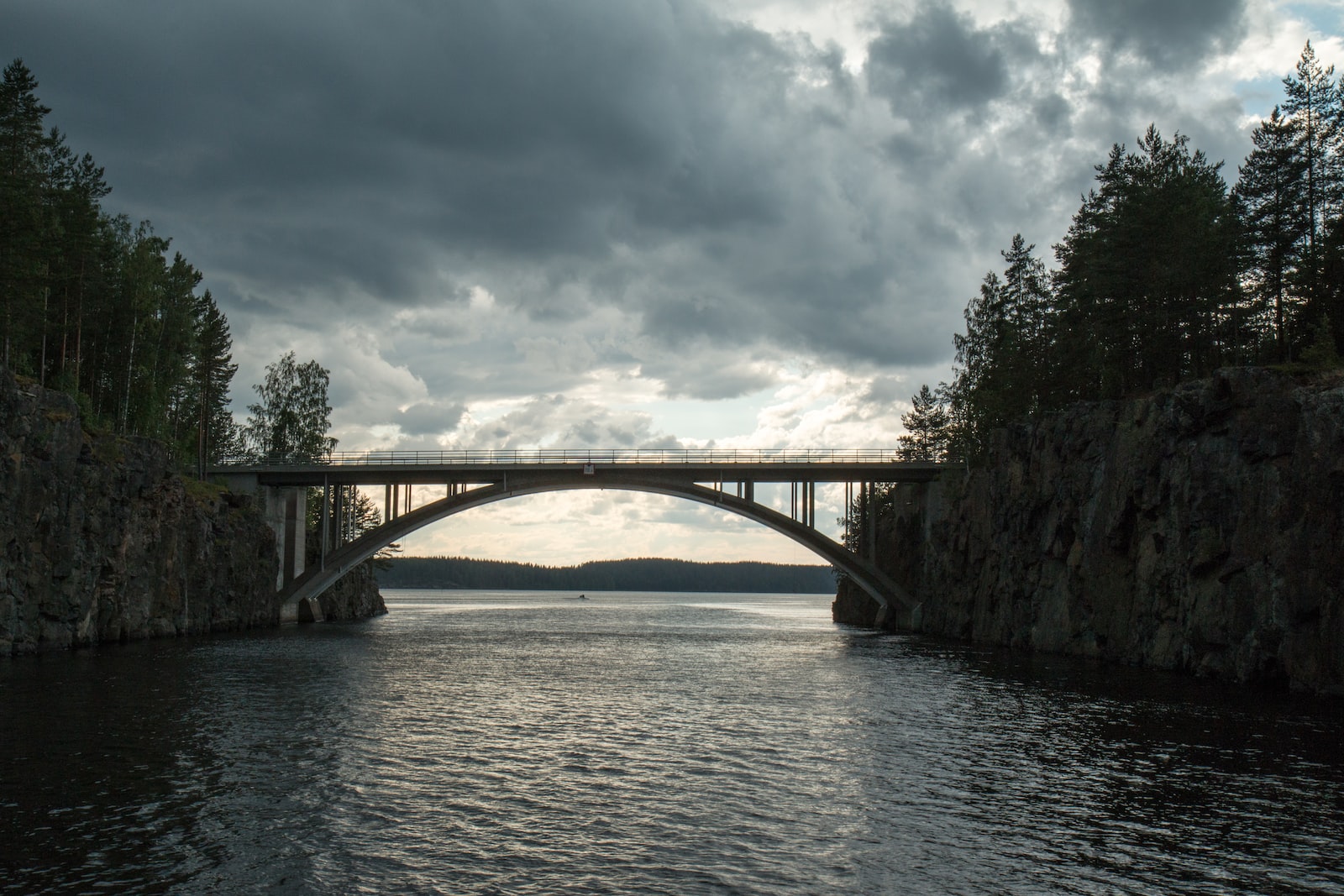 black and grey bridge over river